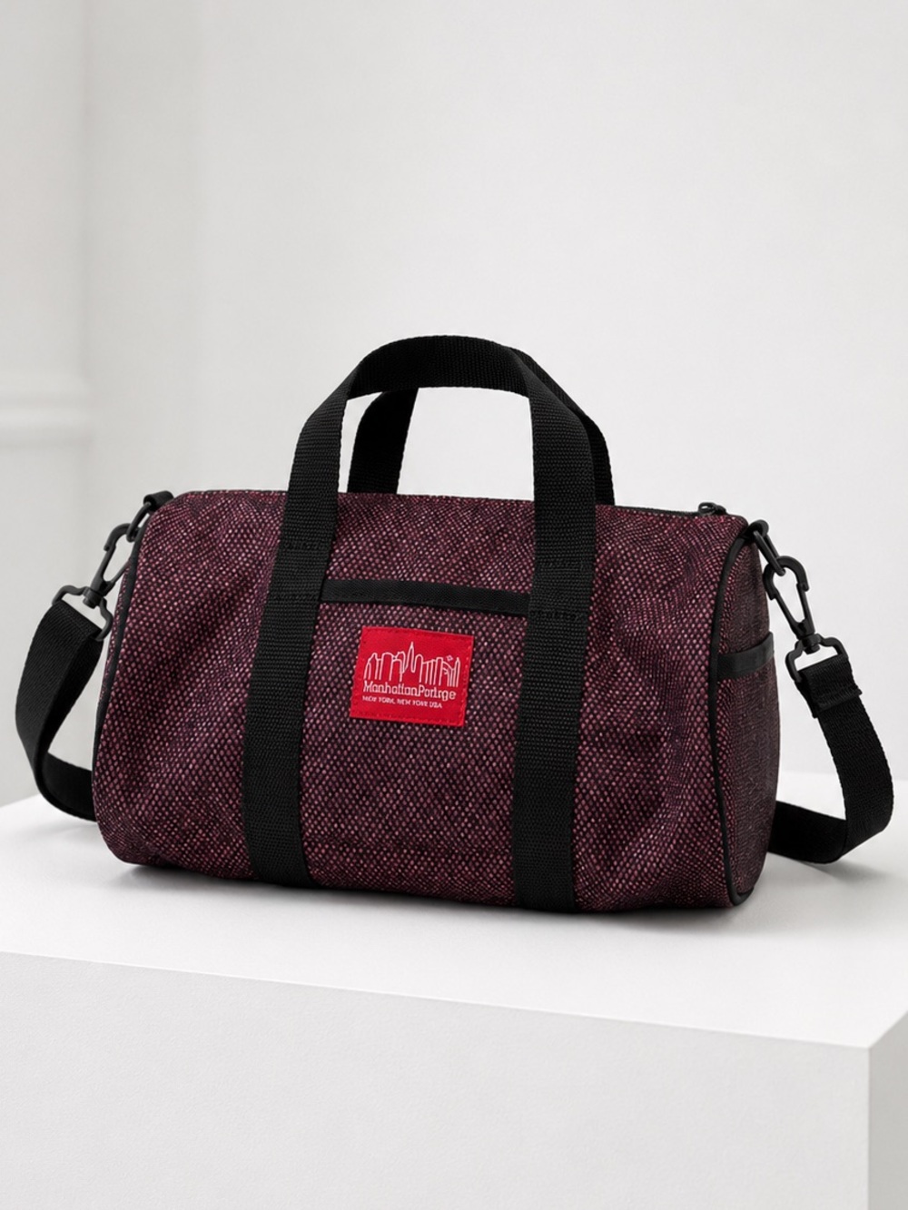 Manhattan Portage Mini Duffel Crossbody Bag, Dark Pink Metallic , New With Tags
